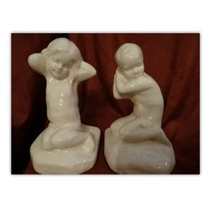 Vintage Cowan Pottery Children Bookends